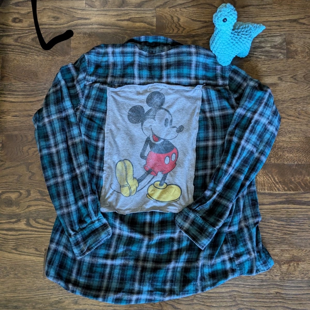 Upcycled Flannel - Mickey - Large